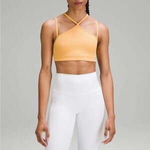 Lululemon Flow Y Strappy Orange Bra Nulu Size 4